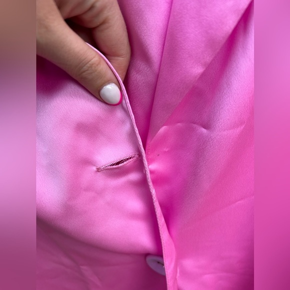 Show Me Your Mumu Felix Blazer + Irwin Pants Pink Luxe Satin New with Tags! - Picture 8 of 11